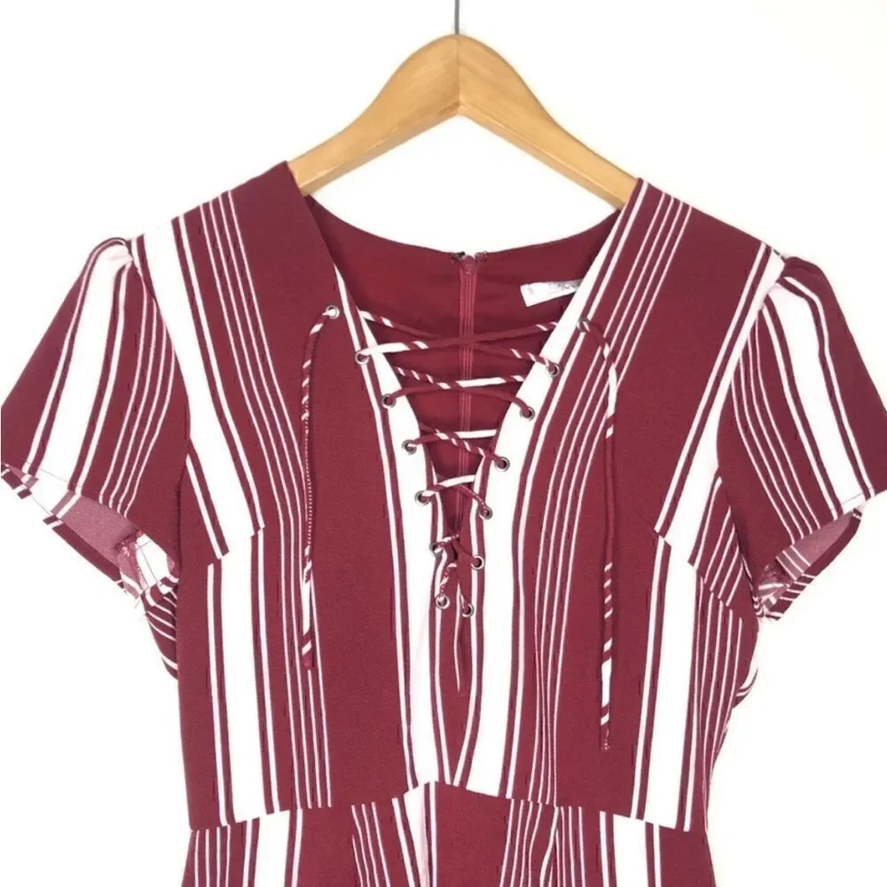 Lovers + Friends Compass Fit & Flare Mini Striped Dress